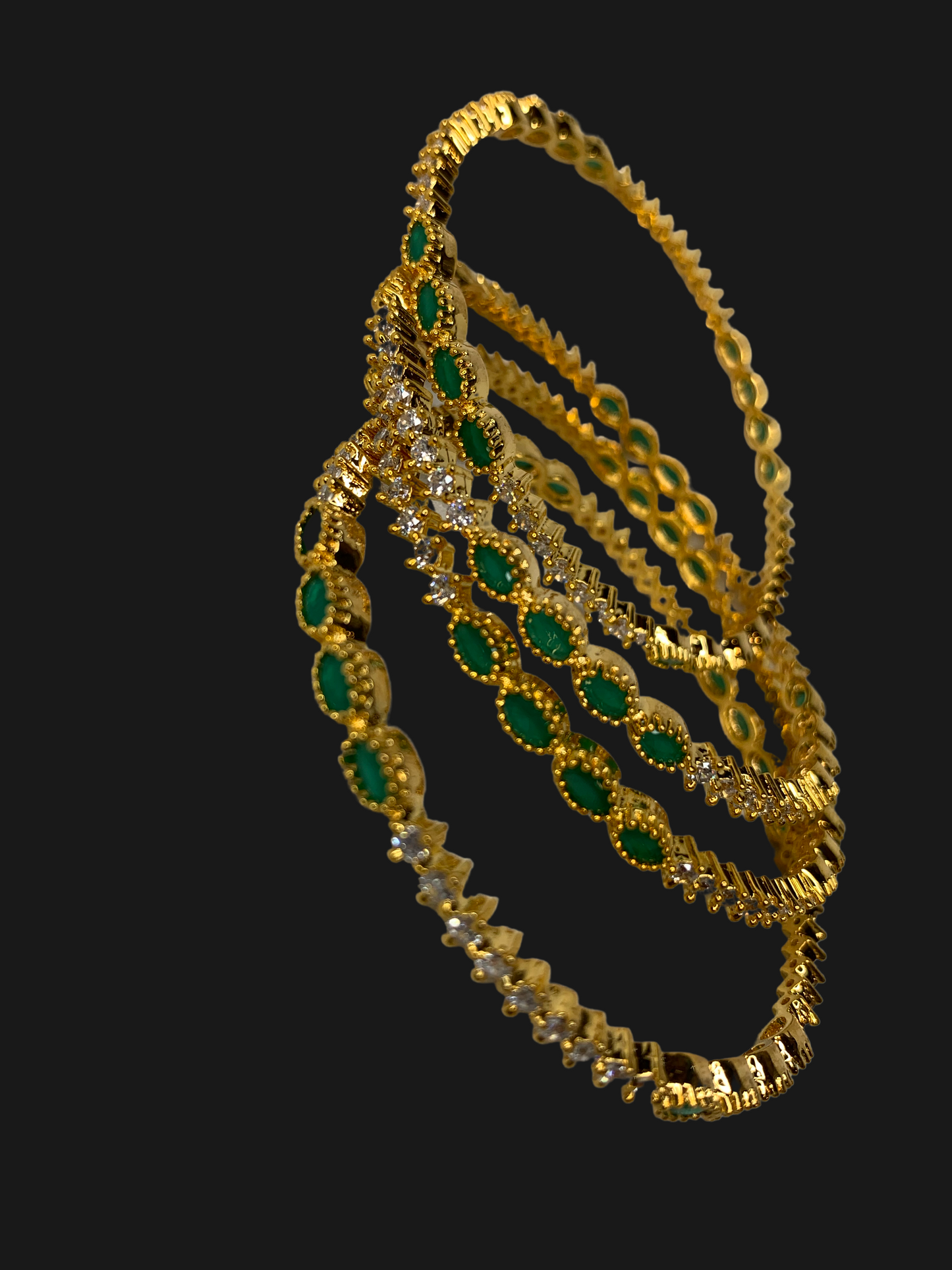 Emerald Green Semi Precious with Gold Polish