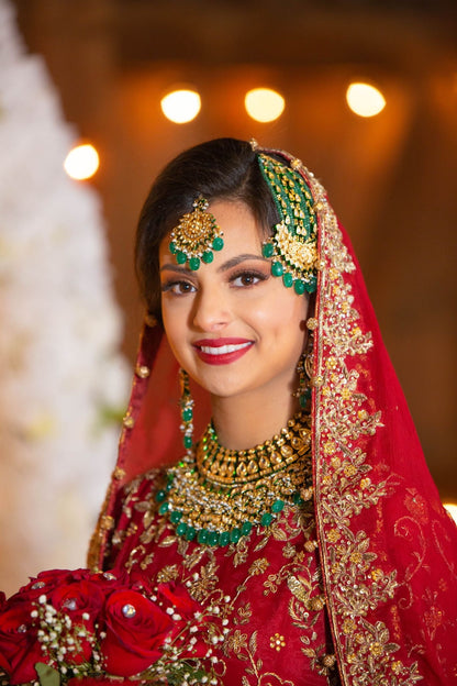 Menakari Jaipur Kundan Necklace Earrings Tikka Jhoomar