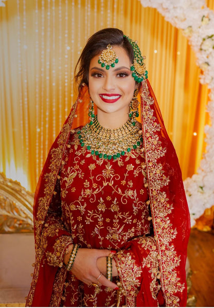Menakari Jaipur Kundan Necklace Earrings Tikka Jhoomar