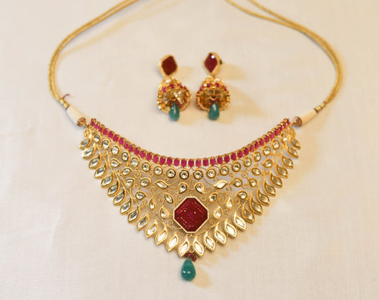 High Quality Rajastani Kundan Set with Jhumkas
