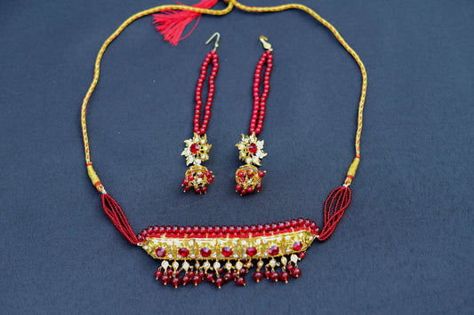 Small Red Choker Style Jadavi Lacha