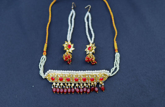 Small Maroon Choker Style Jadavi Lacha
