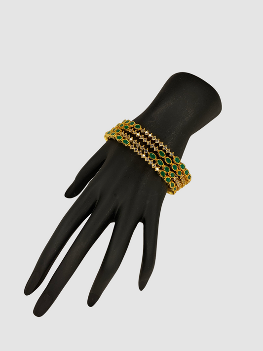 Emerald Green Semi Precious with Gold Polish