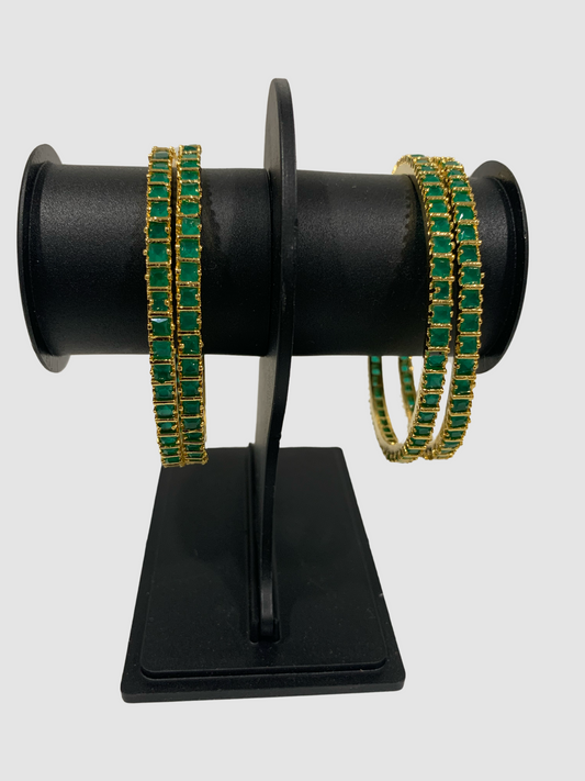 Emerald Green Semi Precious with Gold Polish