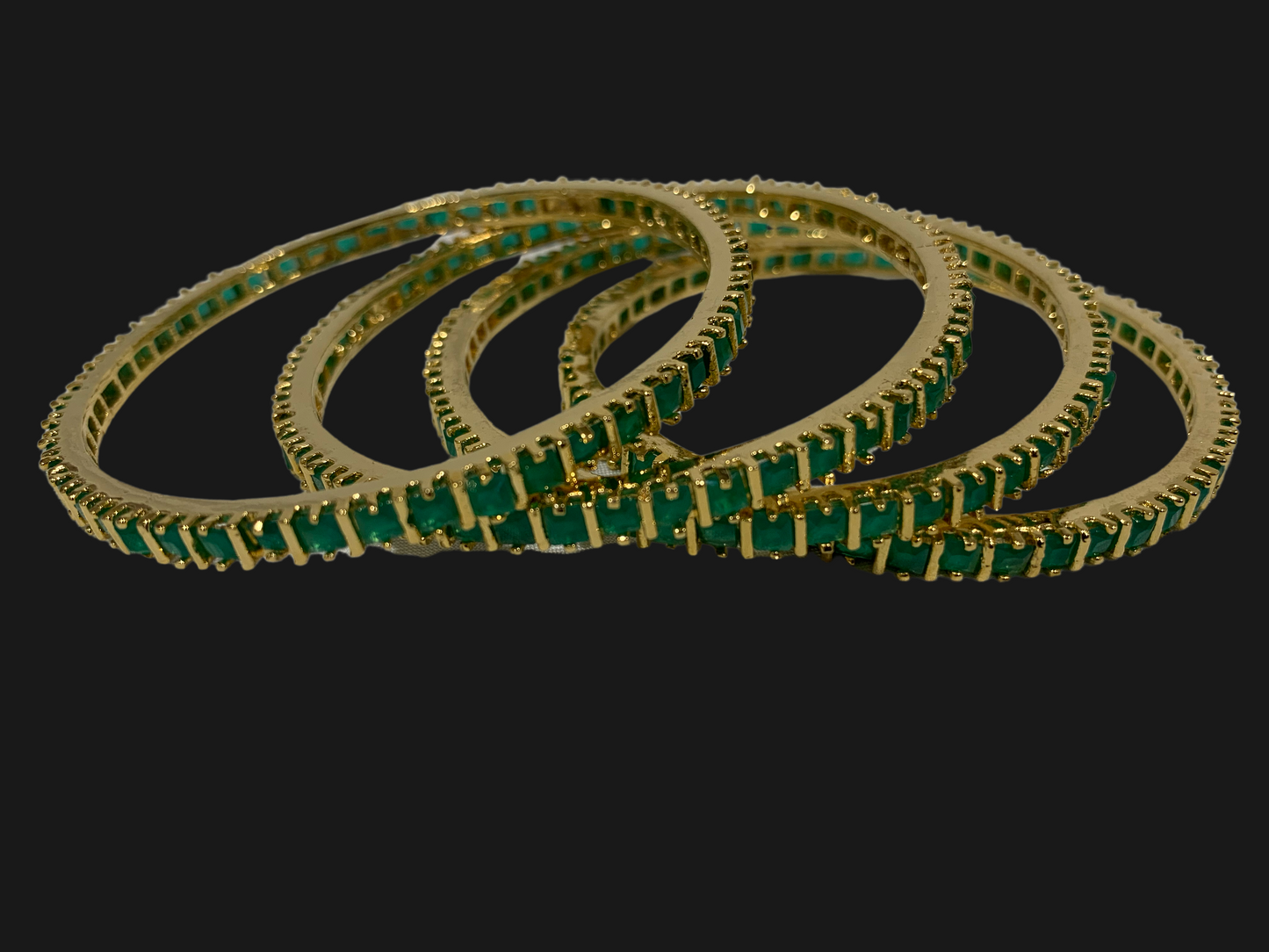 Emerald Green Semi Precious with Gold Polish