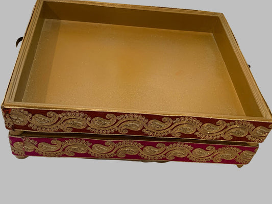 Rental Wooden Trays with Handles and Lace Border (each)