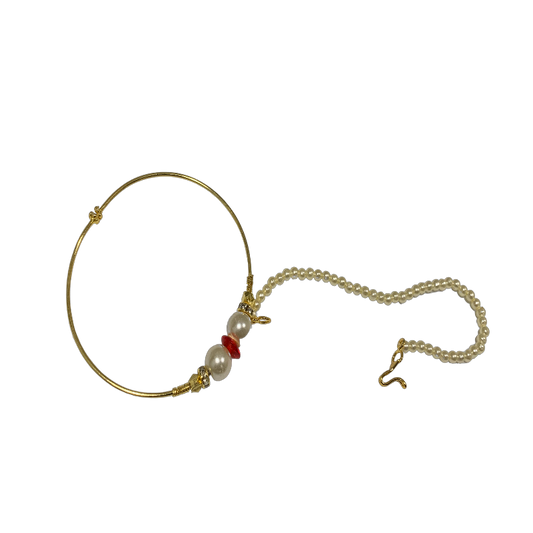 Hyderabadi Bridal Naath White and Red
